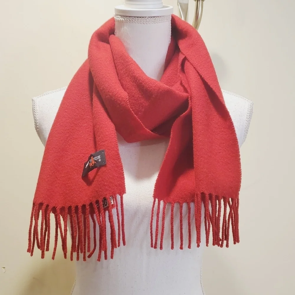 CRAZY HORSE women's red Fringed Scarf